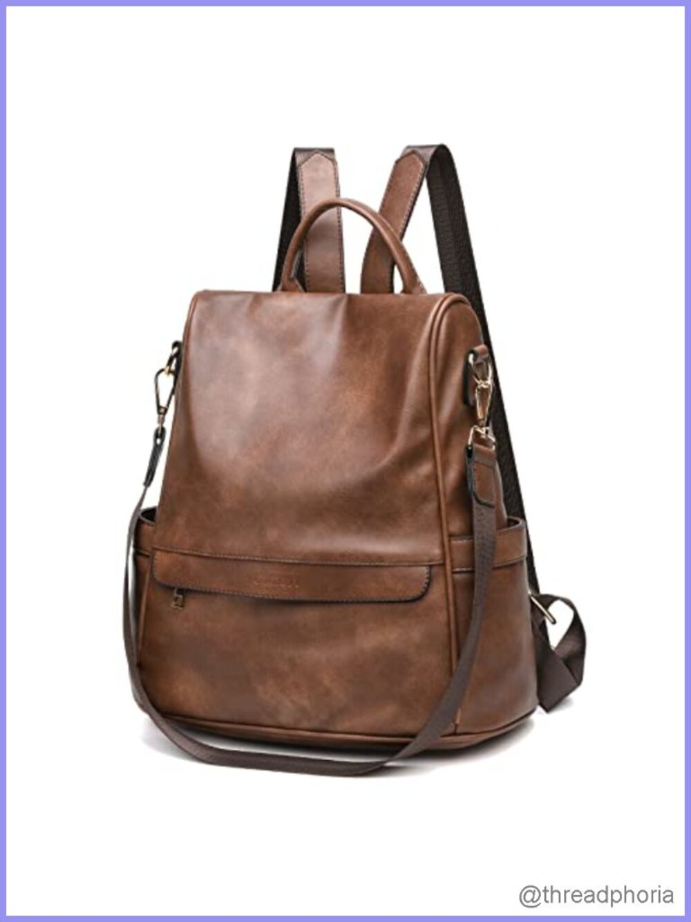 Women's PU Leather Anti-Theft Convertible Backpack Purse Satchel Handbag